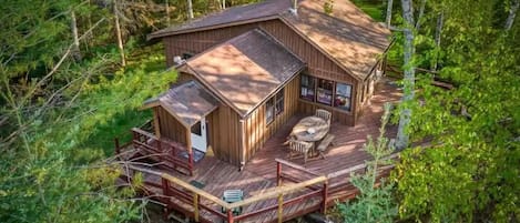 Birdseye view of cabin and deck before paint job.
