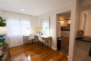 Work nook, great place for school work, zoom calls or just charging your phone