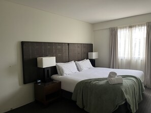 Bedroom with block out curtains 
