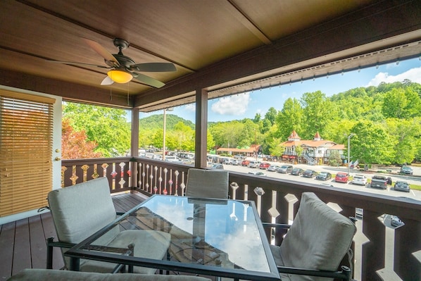 Enjoy the view on the back porch with dinette set