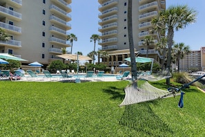 Relax in a hammock near the pool