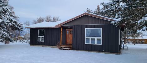 Scotch Pines House-front with new steel siding, 