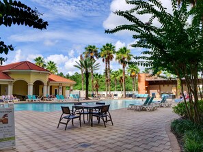 Our pool, hot tub, games, pool bar on property