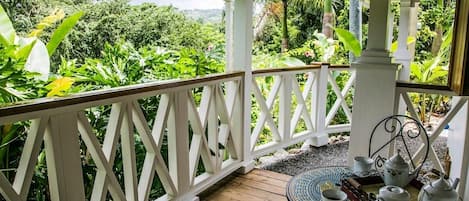 The deck at the room, view of the mountains