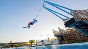 The blue rope swing is perfect for water adventure seekers!