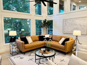 Large high quality sectional to cozy up with while you gather in the large living room.