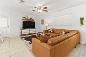 Open-concept living area great for game night or downtime.