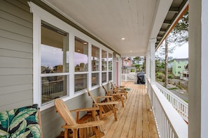 Large viewing deck with a gorgeous ocean view.