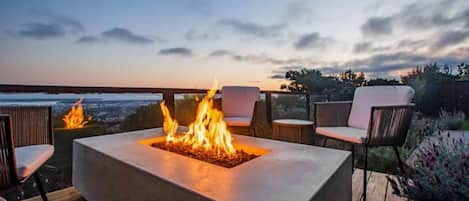 Enjoy the sunset & twilight sky, fireside, with your family and friends!