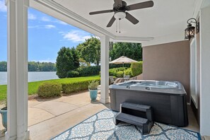 Enjoy the lake views from the hot tub.