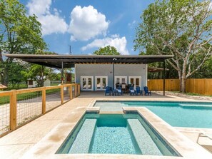 Pool/Hot Tub area with large, covered patio 