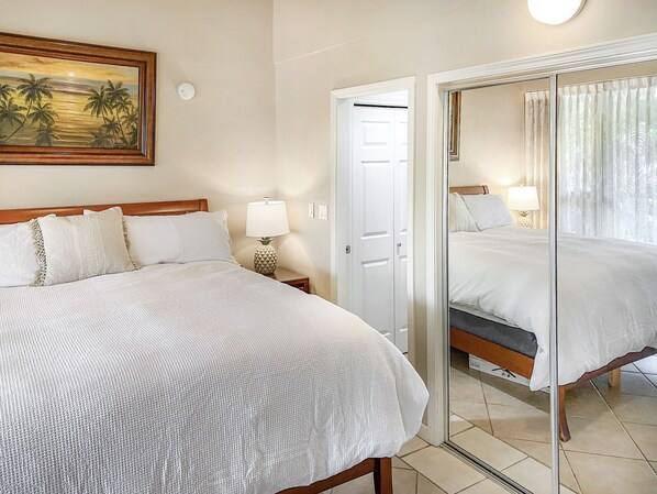 Enjoy a crisp, luxurious king bed after a day exploring Maui
