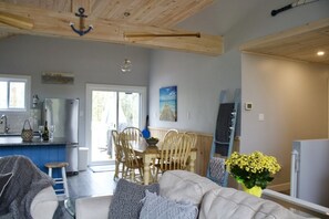 Living room into kitchen area.