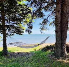 Enjoy the hammock for naps or reading with a great view of the whole bay