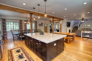 Main Level: Open kitchen and dining area