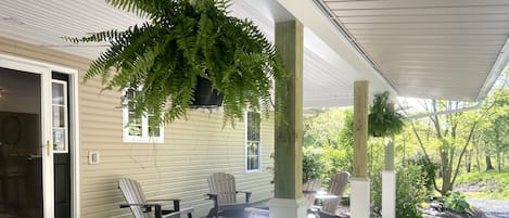 Main entrance and front porch with skylights