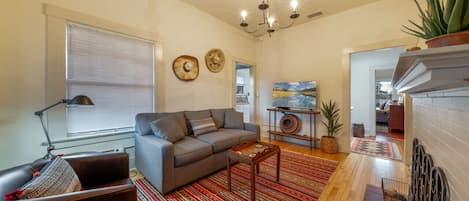 View of living room with pull-out sofa