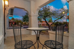 Front porch coffee and wine table, perfect for relaxing in the morning and enjoying Tucson's gorgeous sunsets