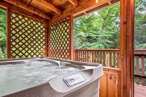 Relax in the hot tub after a fun day of adventure.