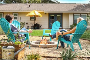 Cozy fire pit & solar lights—relax and enjoy your private Texas escape!