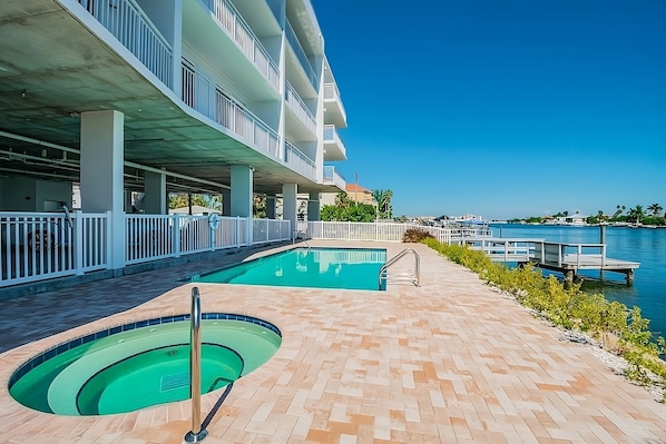 Along with a swimming pool, you’ll have free access to this amazing hot-tub!