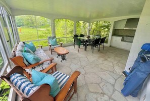We love our sunroom! From morning breakfast with the family, to candlelit dinners in the evening. 