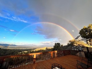 An awe inspiring morning double rainbow, from the deck.