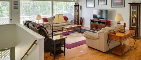 Living Area with Stairs to Lower Level