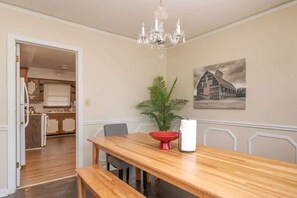 Farm table in dining room