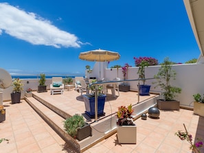 Private terrace and rooftop pool view