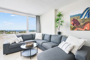 Cozy living room with panoramic views