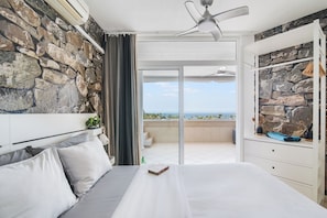 Bright bedroom with double bed