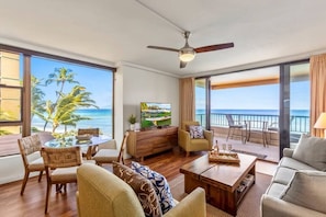 Beautiful and clean coastal design in this private oceanfront condo