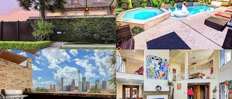 Massive private estate overlooking downtown Houston with pool, hottub, 2 bars, theatre, ceiling speakers, and pool table