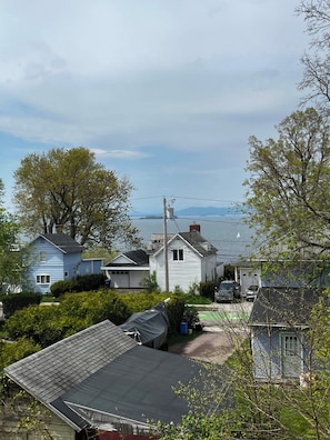 The view from the west facing bedroom window offers a lovely view of Lake Champlain