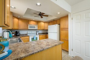 Fully stocked kitchen with all dishes, pots and pans provided.