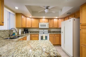 Updated kitchen with granite counter tops