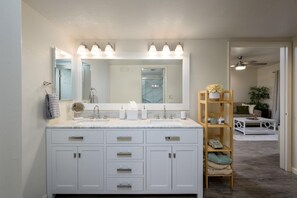 Bright double vanity.