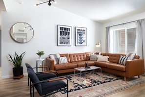 Beautifully decorated family room is your home away from home.