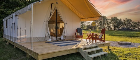 Beautiful exterior view of glamping tent