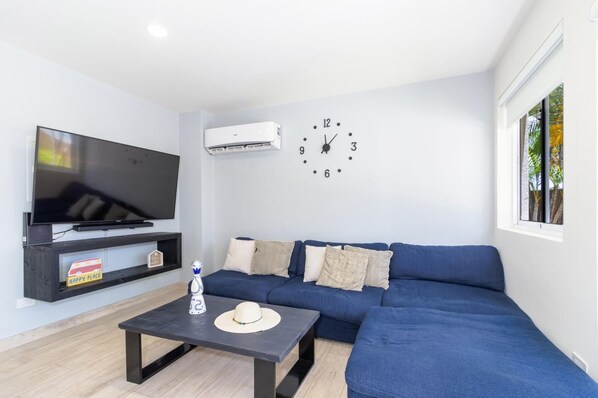 Enjoy watching your movies or just laying down and relax in this comfortable sofa in the living room.