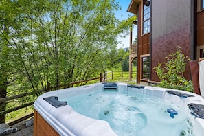 The hot tub is a welcome site after a day on Lake Cascade