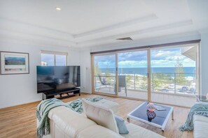 Lounge with an ocean view.