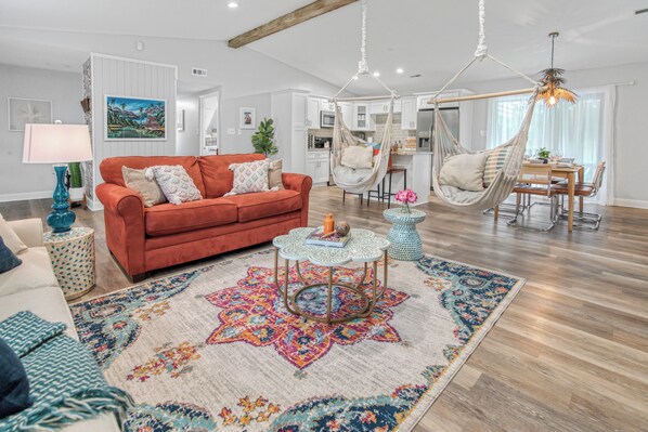 Keep the conversation flowing in the newly renovated open concept living area.