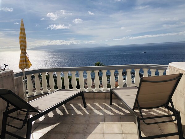 Enjoy relaxing and enjoying the beautiful view from our large sunny terrace.