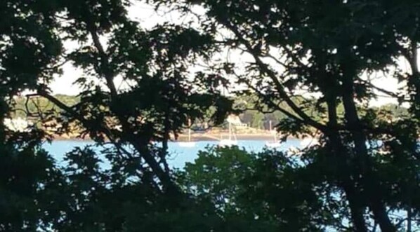 Summer view of harbor from 60 foot deck