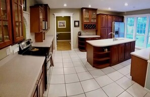 Full, open kitchen