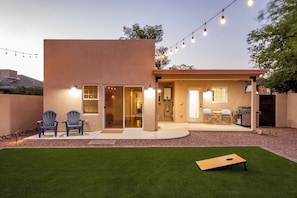 Backyard - Looking at Home - Large Turf Area, Patios, Grill, Outdoor Furniture