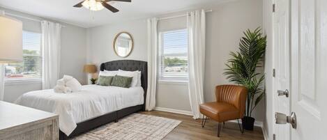 The first queen-bed bedroom with an adjoining walk in closet! 