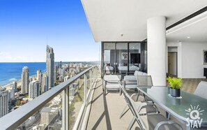 Dining area is right in the balcony with glittering ocean views